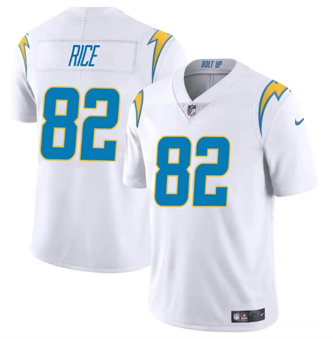 Youth Los Angeles Chargers 82 Brenden Rice White 2024 Draft Vapor Limited Football Stitched Jersey